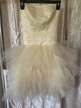Tulle and Beaded Embroidery Short Wedding Dress